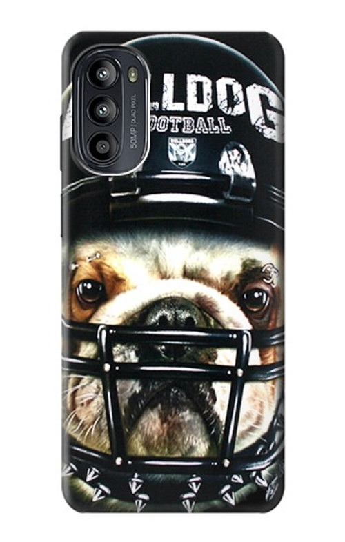 W0098 Bulldog American Football Case Cover Custodia e Flip Case per Motorola Moto G52, G82 5G