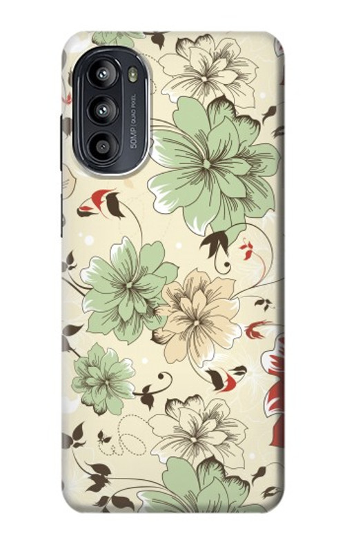 W2179 Flower Floral Vintage Art Pattern Case Cover Custodia e Flip Case per Motorola Moto G52, G82 5G