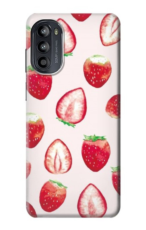 W3481 Strawberry Case Cover Custodia e Flip Case per Motorola Moto G52, G82 5G