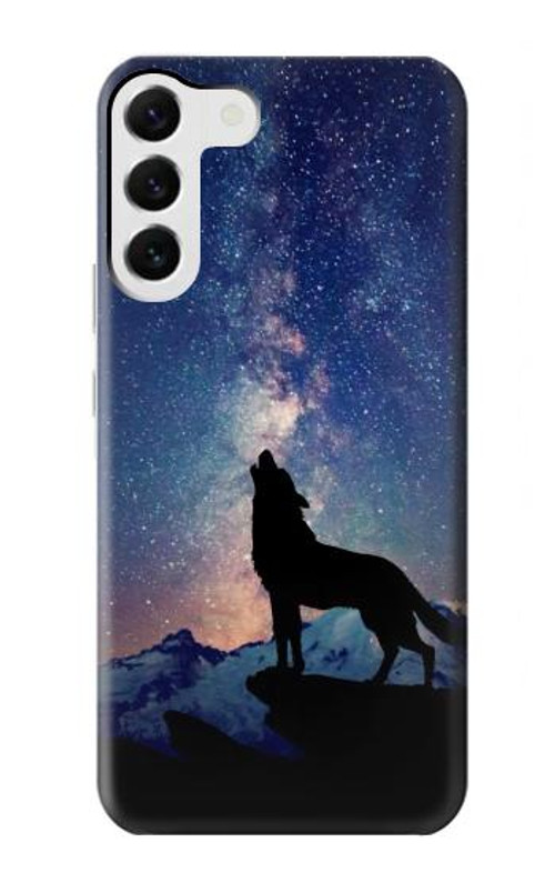 W3555 Wolf Howling Million Star Case Cover Custodia e Flip Case per Samsung Galaxy S23 Plus
