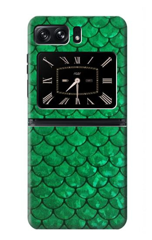 W2704 Green Fish Scale Pattern Graphic Case Cover Custodia e Flip Case per Motorola Moto Razr 2022