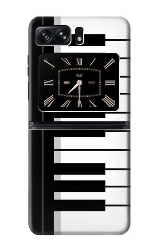 W3078 Black and White Piano Keyboard Case Cover Custodia e Flip Case per Motorola Moto Razr 2022