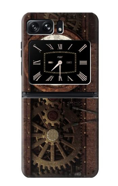 W3221 Steampunk Clock Gears Case Cover Custodia e Flip Case per Motorola Moto Razr 2022