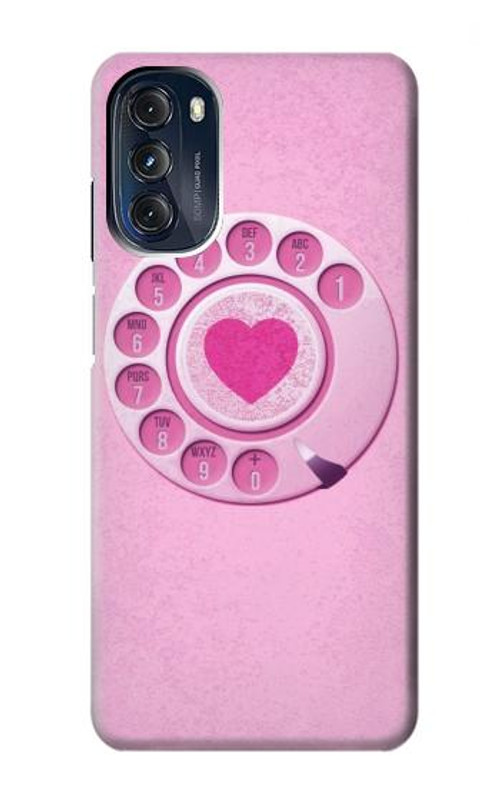 W2847 Pink Retro Rotary Phone Case Cover Custodia e Flip Case per Motorola Moto G 5G (2023)