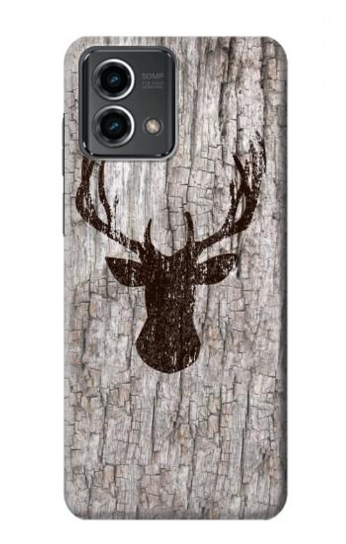 W2505 Reindeer Head Old Wood Texture Graphic Case Cover Custodia e Flip Case per Motorola Moto G Stylus 5G (2023)