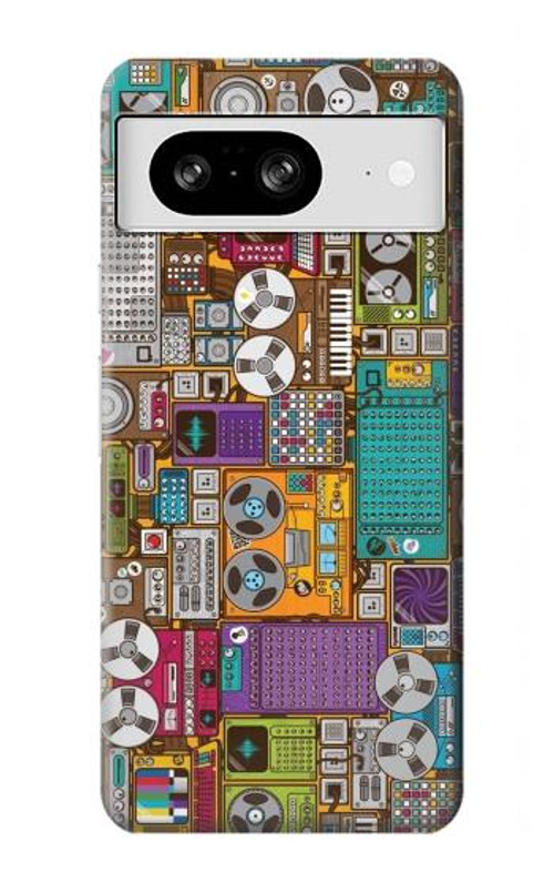 W3879 Retro Music Doodle Case Cover Custodia e Flip Case per Google Pixel 8