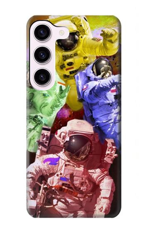 W3914 Colorful Nebula Astronaut Suit Galaxy Case Cover Custodia e Flip Case per Samsung Galaxy S23