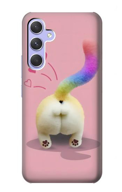 W3923 Cat Bottom Rainbow Tail Case Cover Custodia e Flip Case per Samsung Galaxy A54 5G
