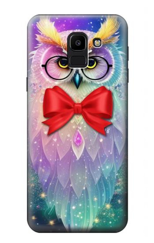W3934 Fantasy Nerd Owl Case Cover Custodia e Flip Case per Samsung Galaxy J6 (2018)