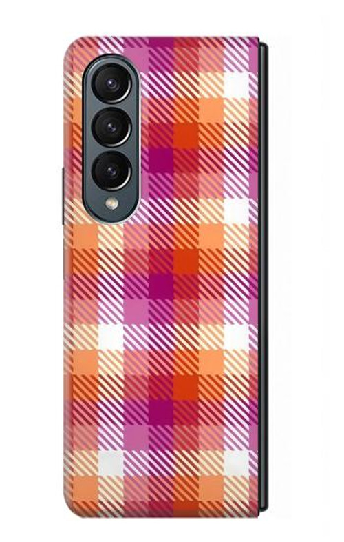 W3941 LGBT Lesbian Pride Flag Plaid Case Cover Custodia e Flip Case per Samsung Galaxy Z Fold 4