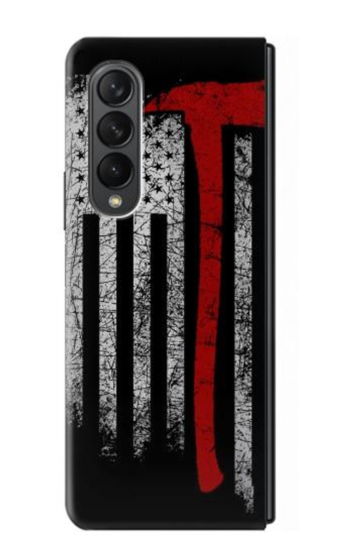 W3958 Firefighter Axe Flag Case Cover Custodia e Flip Case per Samsung Galaxy Z Fold 3 5G
