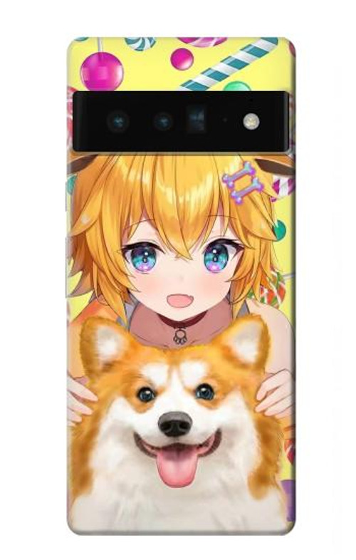 W3918 Baby Corgi Dog Corgi Girl Candy Case Cover Custodia e Flip Case per Google Pixel 6 Pro