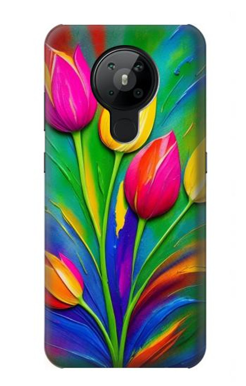 W3926 Colorful Tulip Oil Painting Case Cover Custodia e Flip Case per Nokia 5.3