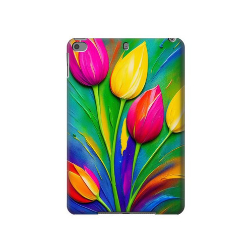 W3926 Colorful Tulip Oil Painting Tablet Case Cover Custodia per iPad mini 4, iPad mini 5, iPad mini 5 (2019)