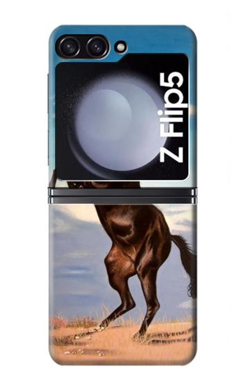 W0934 Wild Black Horse Case Cover Custodia e Flip Case per Samsung Galaxy Z Flip 5