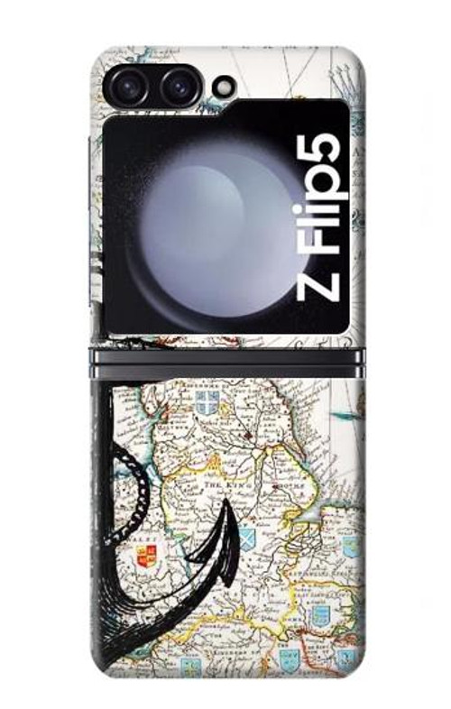 W1962 Nautical Chart Case Cover Custodia e Flip Case per Samsung Galaxy Z Flip 5