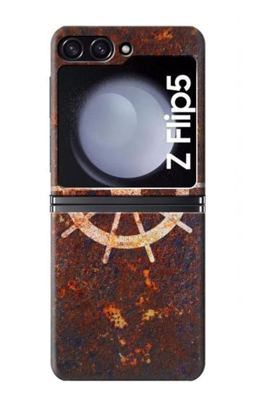 W2766 Ship Wheel Rusty Texture Case Cover Custodia e Flip Case per Samsung Galaxy Z Flip 5