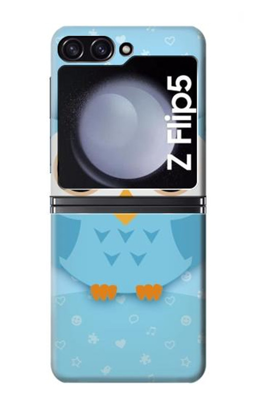 W3029 Cute Blue Owl Case Cover Custodia e Flip Case per Samsung Galaxy Z Flip 5