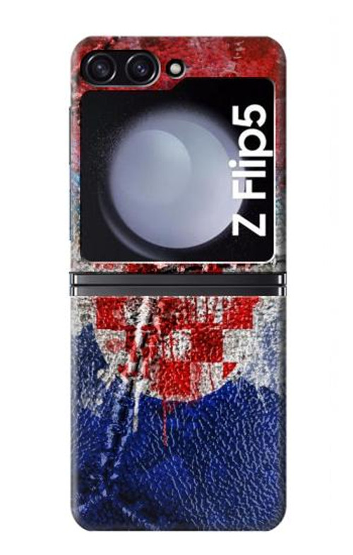 W3313 Croatia Flag Vintage Football Graphic Case Cover Custodia e Flip Case per Samsung Galaxy Z Flip 5