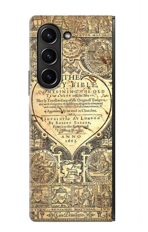 W0330 Bible Page Case Cover Custodia e Flip Case per Samsung Galaxy Z Fold 5