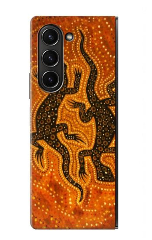 W2901 Lizard Aboriginal Art Case Cover Custodia e Flip Case per Samsung Galaxy Z Fold 5
