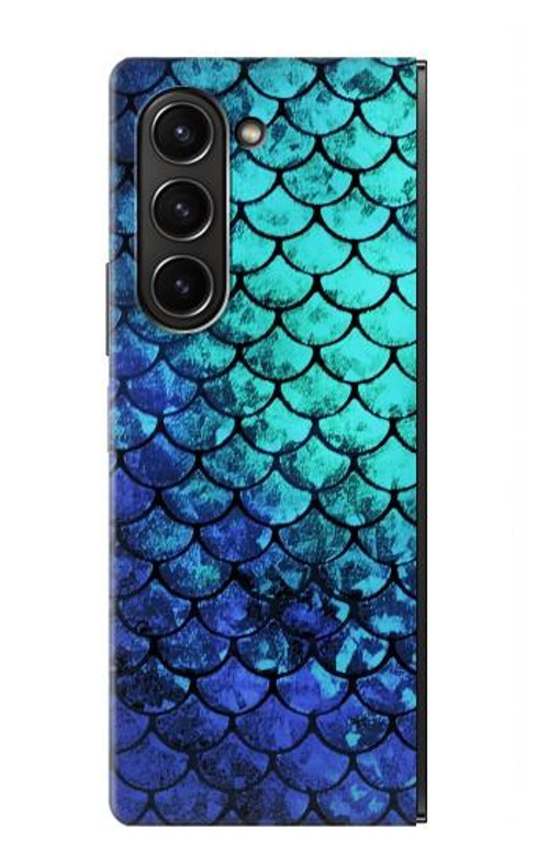 W3047 Green Mermaid Fish Scale Case Cover Custodia e Flip Case per Samsung Galaxy Z Fold 5