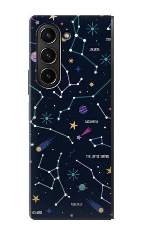 W3220 Star Map Zodiac Constellations Case Cover Custodia e Flip Case per Samsung Galaxy Z Fold 5