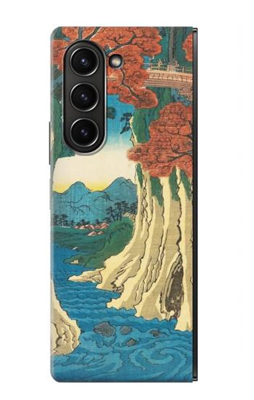W3348 Utagawa Hiroshige The Monkey Bridge Case Cover Custodia e Flip Case per Samsung Galaxy Z Fold 5