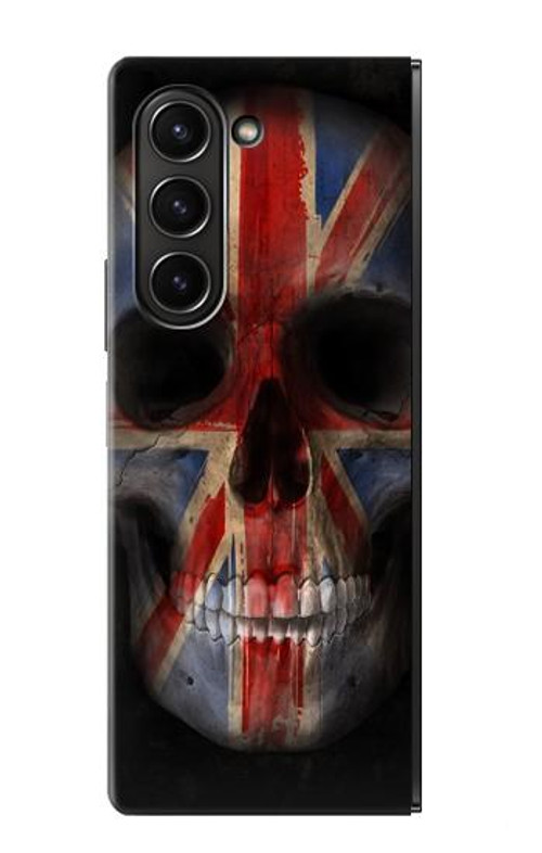 W3848 United Kingdom Flag Skull Case Cover Custodia e Flip Case per Samsung Galaxy Z Fold 5