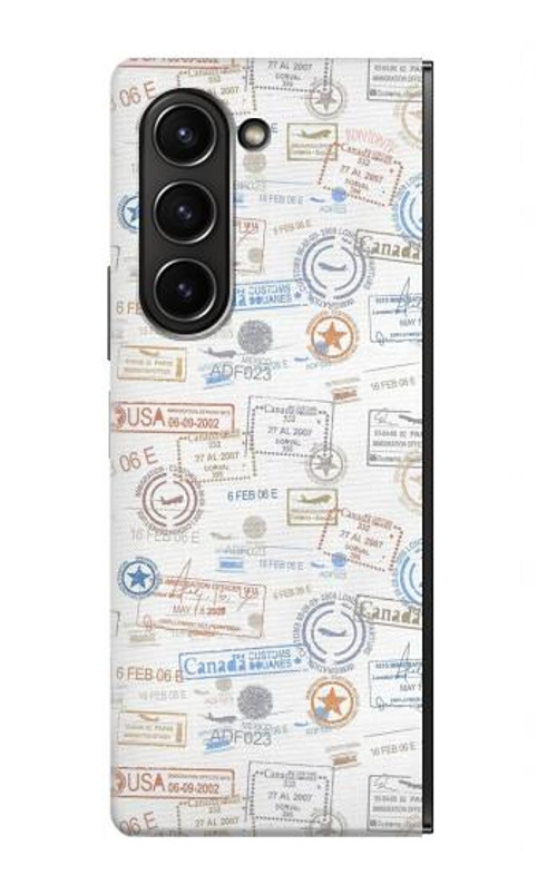 W3903 Travel Stamps Case Cover Custodia e Flip Case per Samsung Galaxy Z Fold 5