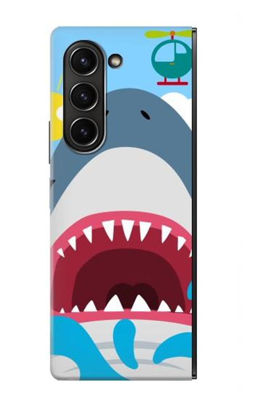 W3947 Shark Helicopter Cartoon Case Cover Custodia e Flip Case per Samsung Galaxy Z Fold 5