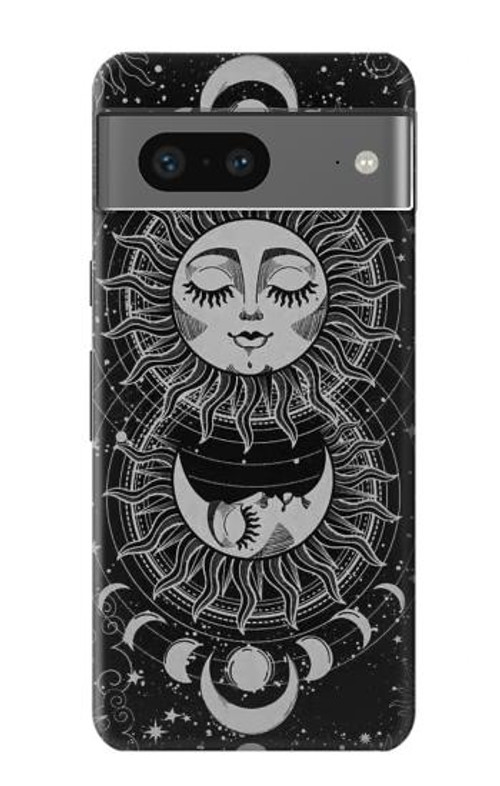 W3854 Mystical Sun Face Crescent Moon Case Cover Custodia e Flip Case per Google Pixel 7a