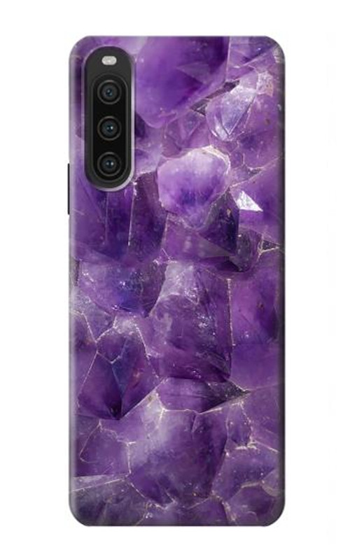 W3713 Purple Quartz Amethyst Graphic Printed Case Cover Custodia e Flip Case per Sony Xperia 10 V
