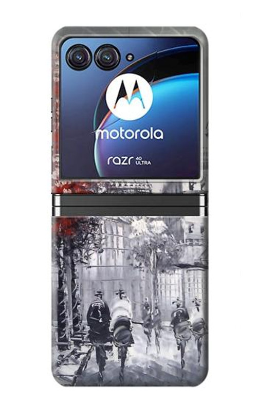 W1295 Eiffel Painting of Paris Case Cover Custodia e Flip Case per Motorola Razr 40 Ultra