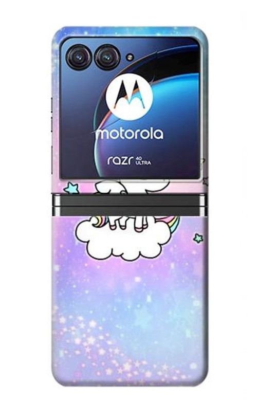 W3256 Cute Unicorn Cartoon Case Cover Custodia e Flip Case per Motorola Razr 40 Ultra