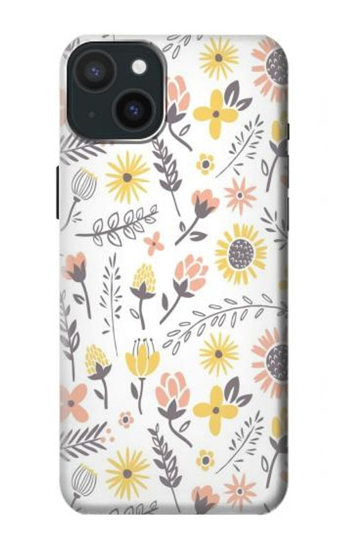 W2354 Pastel Flowers Pattern Case Cover Custodia e Flip Case per iPhone 15 Plus