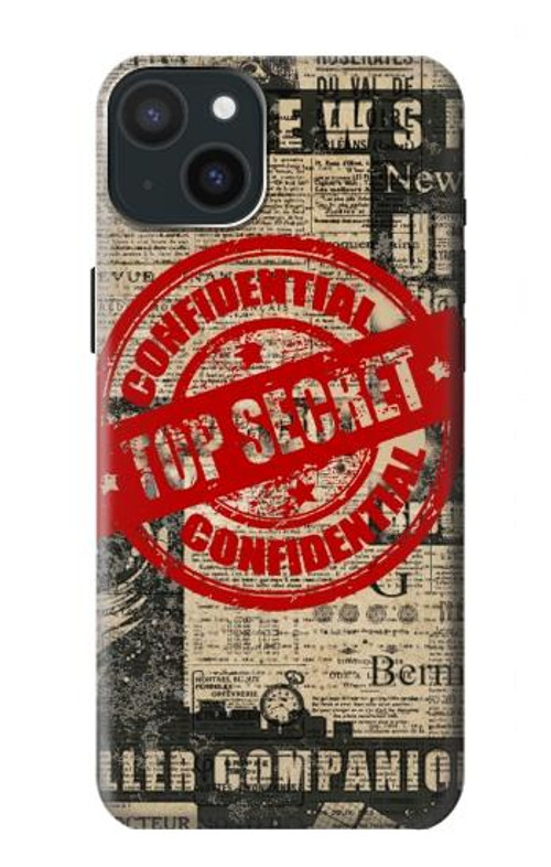 W3937 Text Top Secret Art Vintage Case Cover Custodia e Flip Case per iPhone 15 Plus
