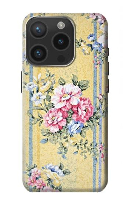 W2229 Vintage Flowers Case Cover Custodia e Flip Case per iPhone 15 Pro