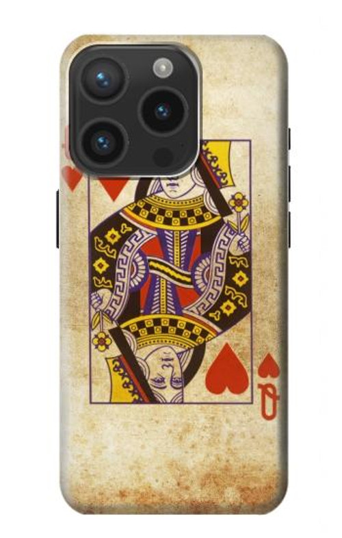 W2833 Poker Card Queen Hearts Case Cover Custodia e Flip Case per iPhone 15 Pro