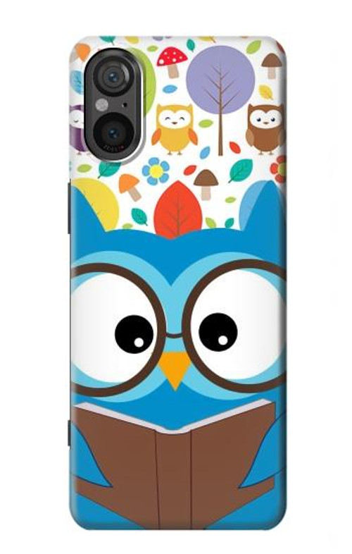 W2521 Cute Nerd Owl Cartoon Case Cover Custodia e Flip Case per Sony Xperia 5 V