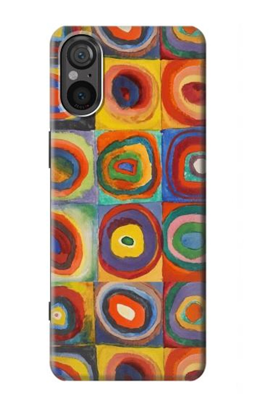 W3409 Squares Concentric Circles Case Cover Custodia e Flip Case per Sony Xperia 5 V