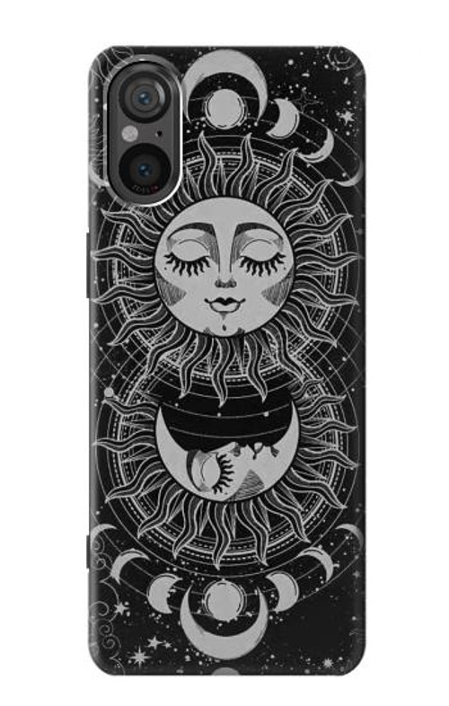 W3854 Mystical Sun Face Crescent Moon Case Cover Custodia e Flip Case per Sony Xperia 5 V W3854 Mystical Sun Face Crescent Moon Case Cover Custodia e Flip Case per Sony Xperia 5 V