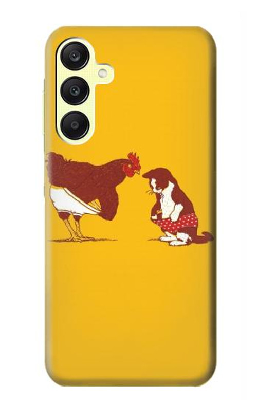 W1093 Rooster and Cat Joke Case Cover Custodia e Flip Case per Samsung Galaxy A25 5G
