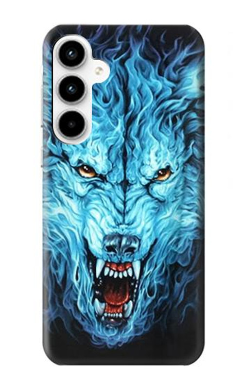 W0752 Blue Fire Grim Wolf Case Cover Custodia e Flip Case per Samsung Galaxy A35 5G