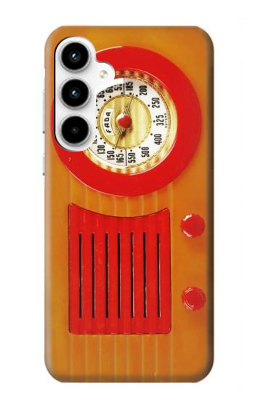 W2780 Vintage Orange Bakelite Radio Case Cover Custodia e Flip Case per Samsung Galaxy A35 5G