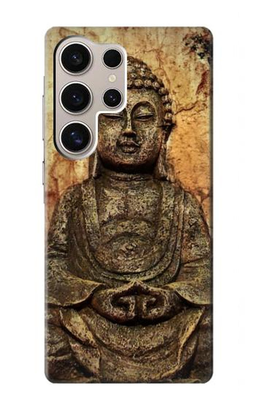 W0344 Buddha Rock Carving Case Cover Custodia e Flip Case per Samsung Galaxy S24 Ultra