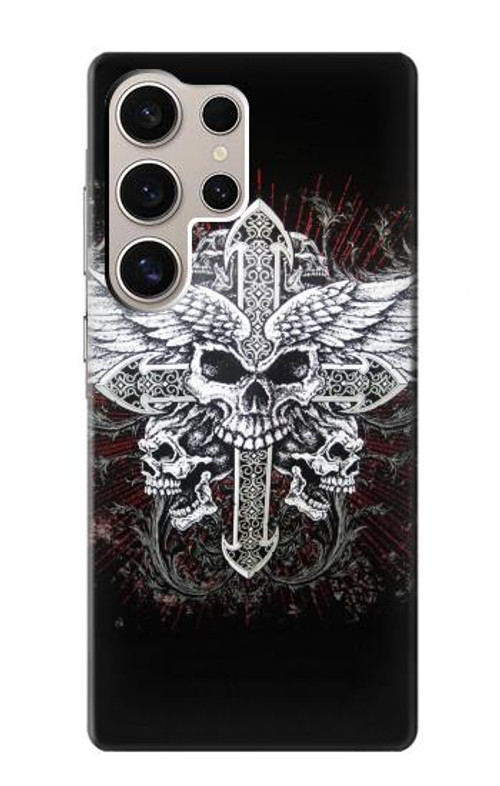 W1434 Skull Wing Tattoo Biker Case Cover Custodia e Flip Case per Samsung Galaxy S24 Ultra