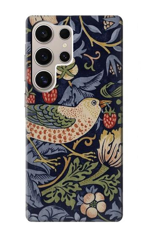 W3791 William Morris Strawberry Thief Fabric Case Cover Custodia e Flip Case per Samsung Galaxy S24 Ultra