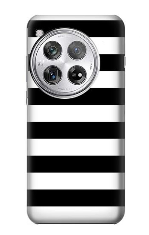W1596 Black and White Striped Case Cover Custodia e Flip Case per OnePlus 12