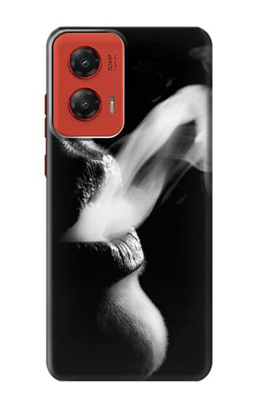 W0917 Sexy Lip Girl Smoking Case Cover Custodia e Flip Case per Motorola Moto G Stylus 5G (2024)